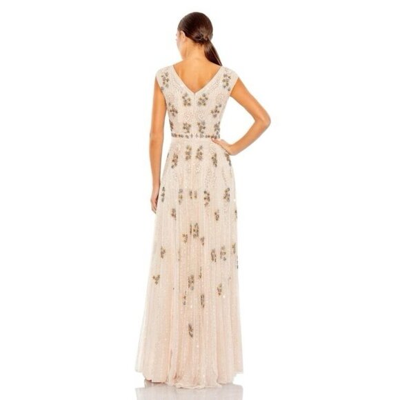 MAC DUGGAL Plus Size 24 Beige 93575 Embellished A-Line Evening Gown Dress $998 - Picture 4 of 16